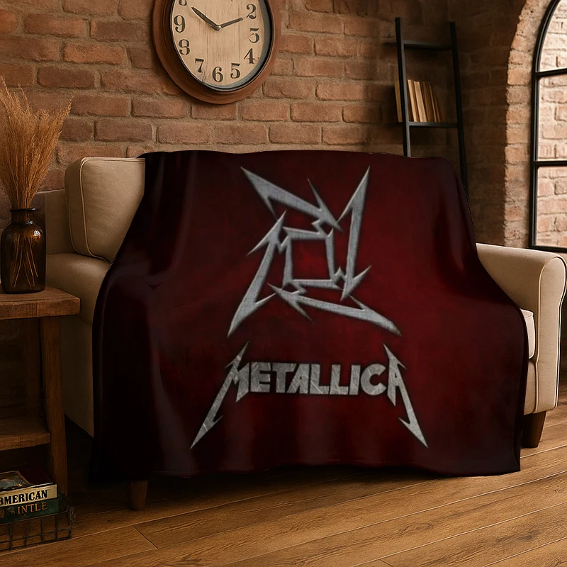 Metal Band M-Metallica Thrash Cartoon Flannel Throw Blanket,Warm Cozy Blanket for Bed,Sofa,Couch,Bedroom,Living Room,Office,Gift