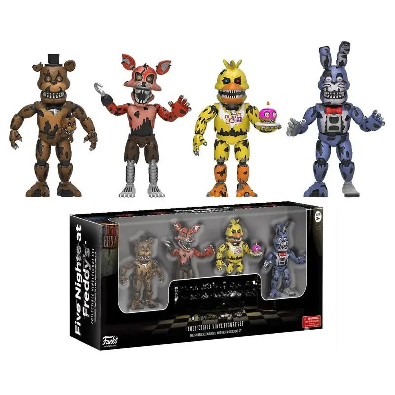 4 قطعة/المجموعة FNAF الدب الذهبي بالون كابوس فريدي PVC عمل نموذج لجسم لعب للأطفال الهدايا