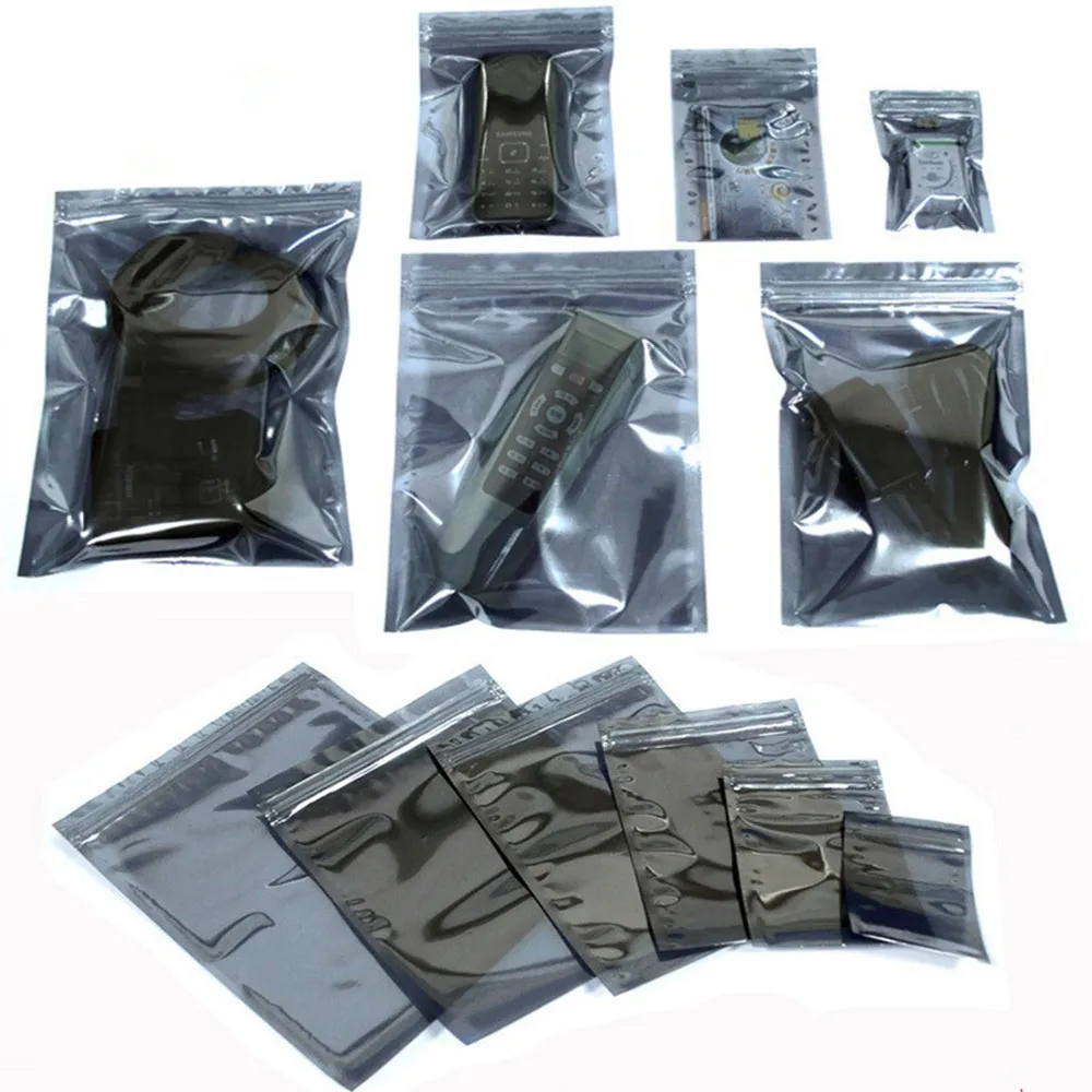 50~100PCS Anti-static Shielding Ziploock HDD Packaging Bag ESD Instruments Chip Electronic Accessories Battery Data Line Pouches