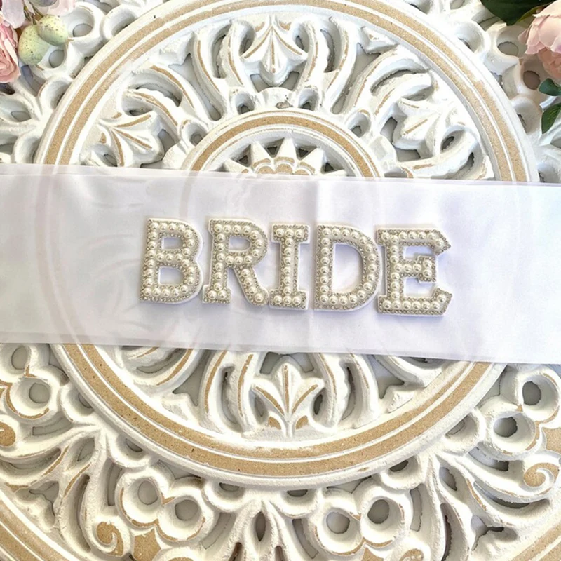 1pc Bridal Shower Decor Bead Letter Bride To Be Sash Bachelorette Photo Props Wedding Gift Hen Night Shoulder Strap Party Supply