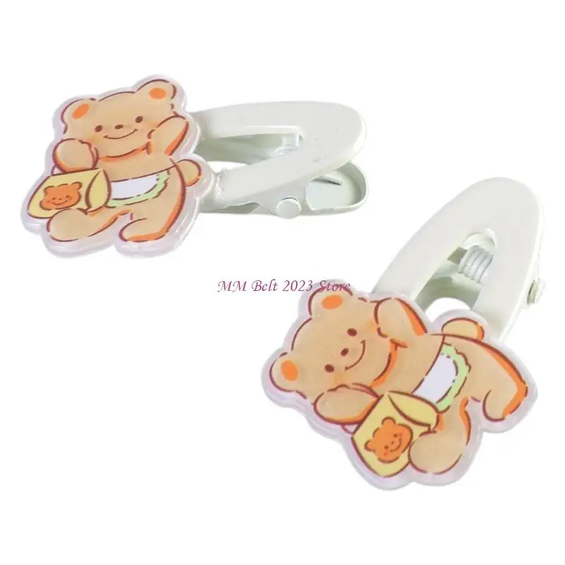 

49ME 2PCS Acrylic Hairclip Sweet Cream Bear Hairpin Hair Styling Clip Hair Decoration
