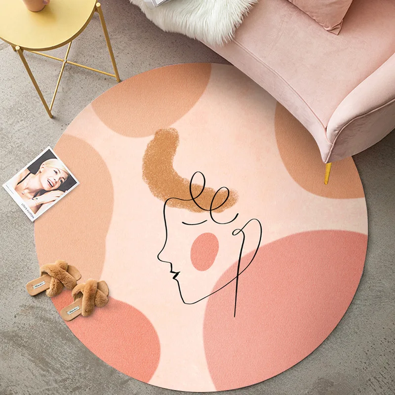 Pink Light Luxury Round Coffee Table Mat, Hanging Basket Mat, Cartoon Girl Ins Bedroom Living Room Carpet, Entry Door Mat.