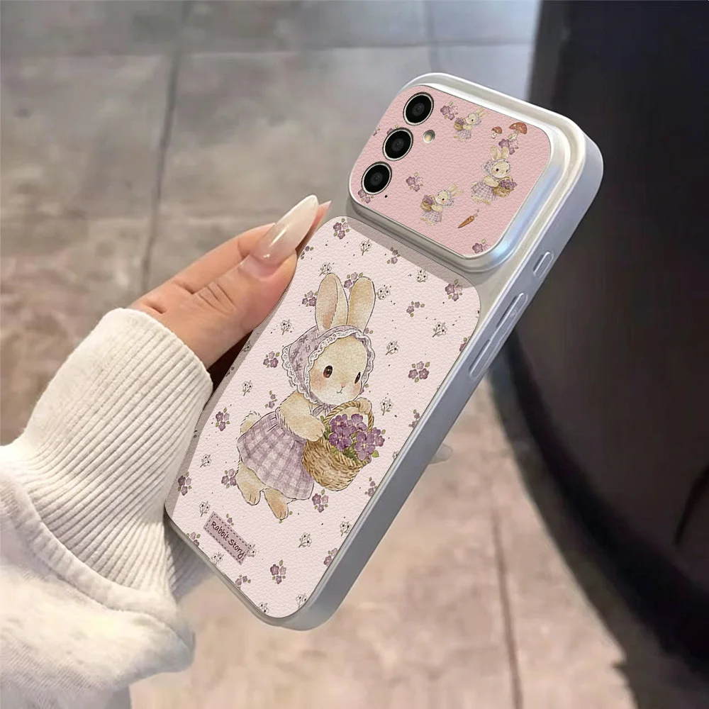Cute Rabbit Leather Phone Case For Samsung A37 A57 A27 A17 A07 A56 A36 A26 A16 A06 S25 S26 Ultra With Lanyard Large Window Cover view 5