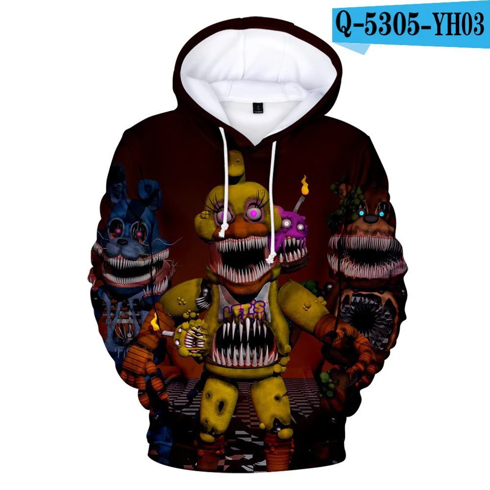 Spring Autumn Kids Hoodie Fnaf 3D Print Five Nights Sweatshirt For Boys Fashion Streetwear Casual Hooded Pullovers Tops Clothing