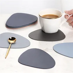 Oval PU Leather Coaster Cup Mat Waterproof Heat-insulated Pad Hot Drink Holder Desktop Decoration Chic Placemat