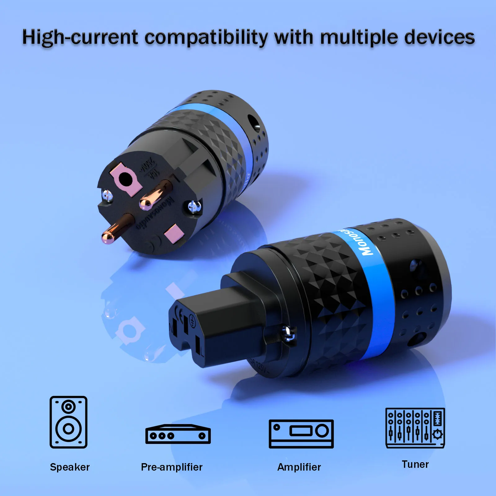 Monosaudio النحاس النقي الاتحاد الأوروبي قابس طاقة للصوت لتقوم بها بنفسك التيار الكهربائي كابل الطاقة موصل شفاف E102/E103