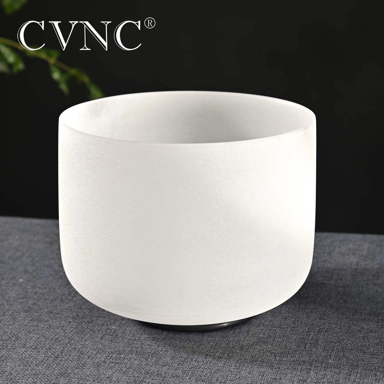 CVNC Perfect Pitch 9 Inch White Frosted Quartz Crystal Singing Bowl for Sound Healing and Meditation with Mallet