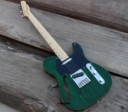 In Stock Acepro F hole Electric Guitar Green Solid ASH Top, High Quality Guitarra Parts, Chrome Hardware, Free Shipping