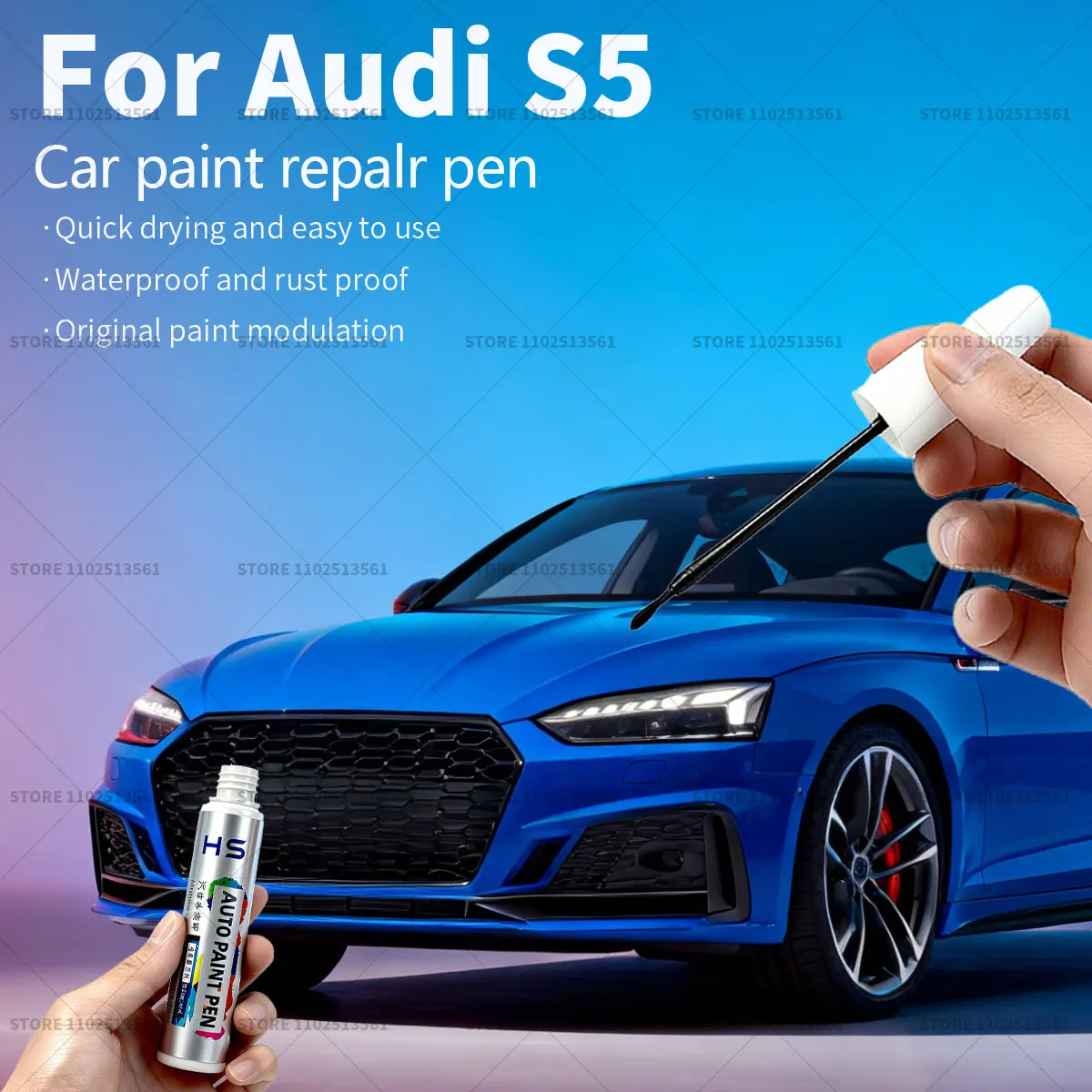 For Audi S5 Car Paint Repair Pen Touch Up Scratch Remover DIY Auto Accessories Black Orange 3F Blue LZ5A Gray LZ7S White LY9C
