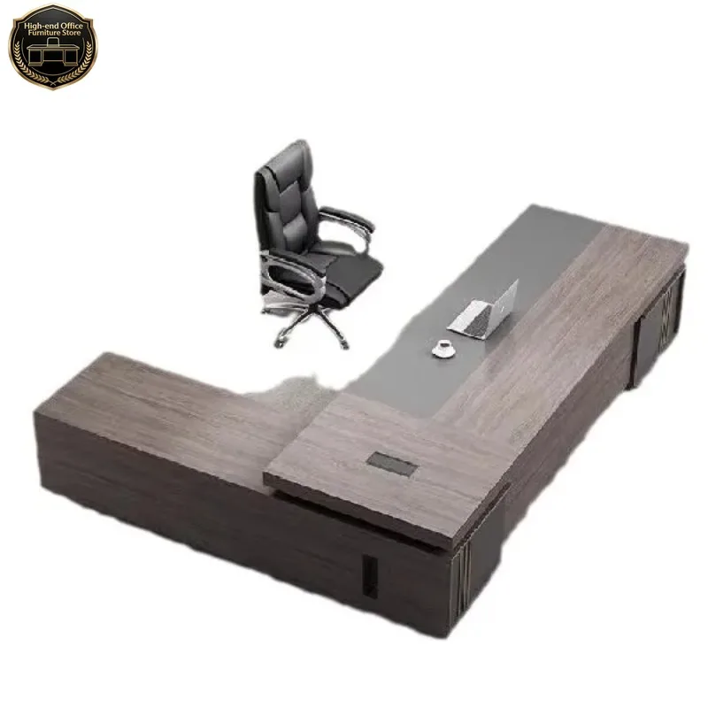 

Простой двухсекционный офисный стол руководителя и комплект стульев, современный президентский стол, большой классный стол для совещаний.