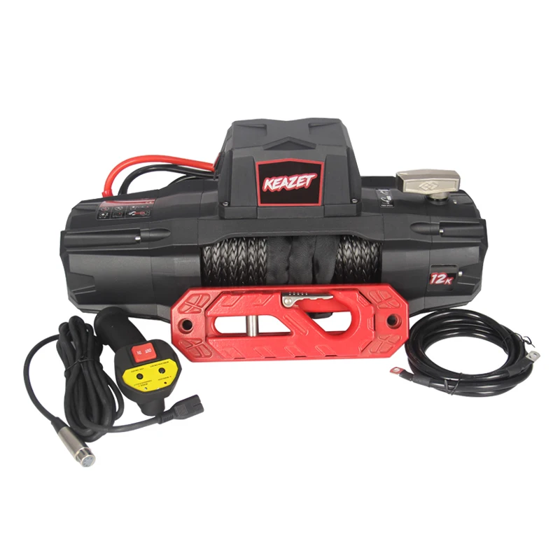 

12000LBS 12V Car Mounted Electric Winch Fits With Winch Guide Hook For Vehicle Off-Road Rescue Equipment
