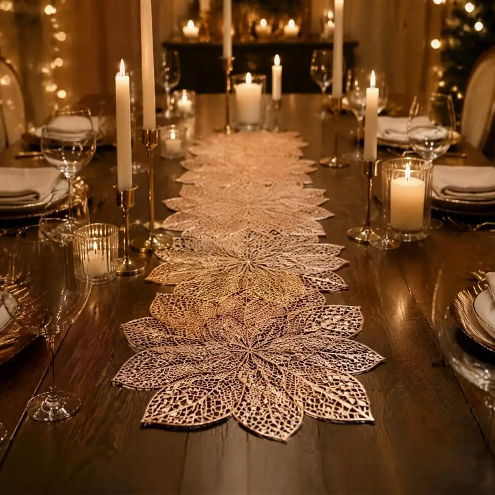 Washable Table Mats for Dining Table Floral Hollow-out Pvc Placemat Non-slip Heat Resistant Table Mat for Wedding for Easy