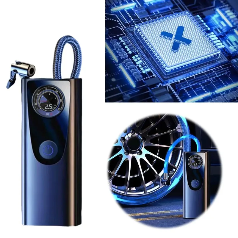 

12V Portable Air Compressor Low Noise Electric Tire Inflator Exact Pressure Reading Electric Bike Tire Pump for Travel
