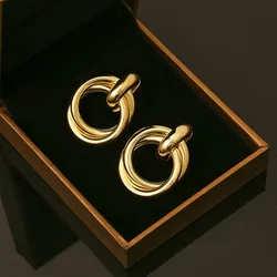 Vintage Geometric Earrings Golden Color Women's Earrings 2025 Big New Fashion Bohemia Drop Earing Modern Jewelry