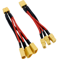 XT60 Parallel Battery Connector 3-Way Y Splitter Male/Female Cable Dual Extension 14AWG Silicone Wire for RC Drone Battery Motor