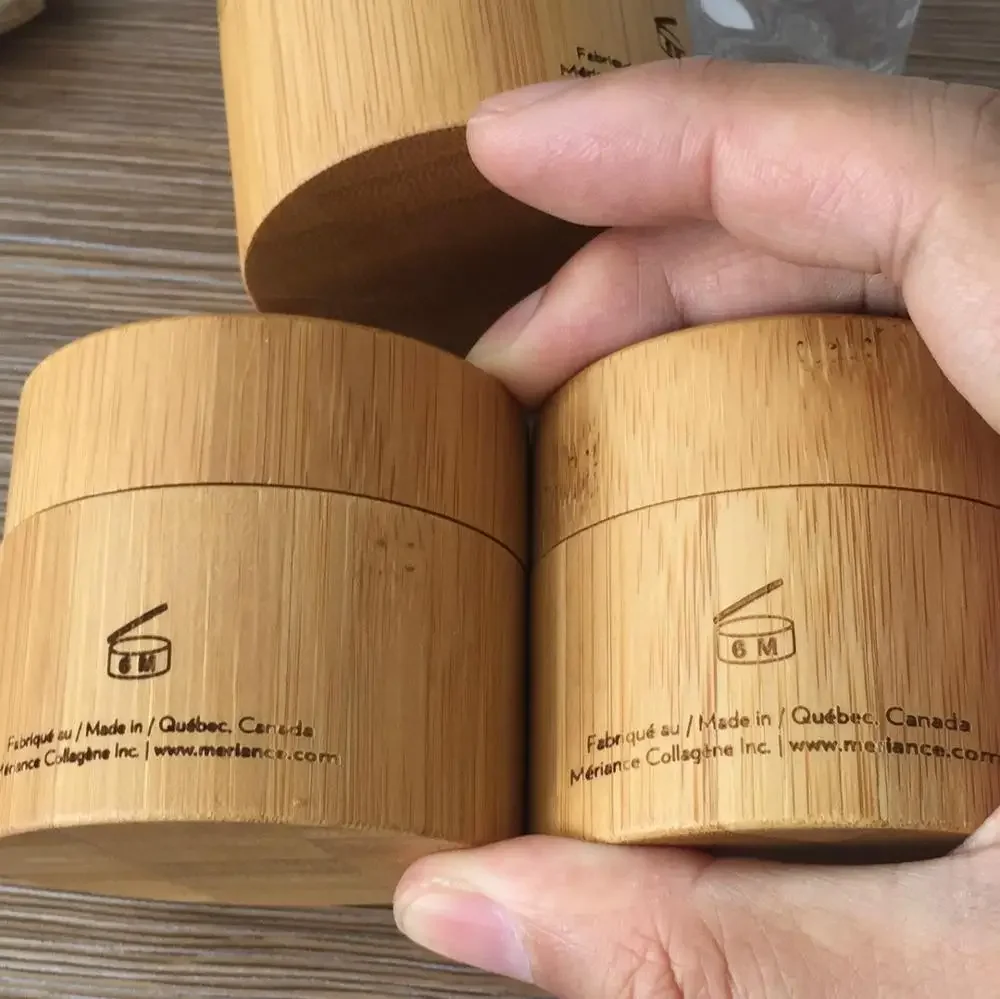 

highqualityNatural eco friendly bamboo cosmetic packaging bamboo container body butter bamboo jar glass inner for skin carecream