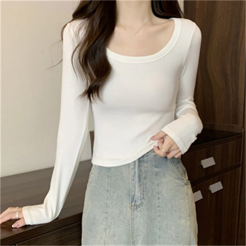 De Velvet Bottoming Shirt Women Inside Padded Long-Sleeved Tight Fashionable Fashionable Foreign Warm Hot Girl Top T-Shirt