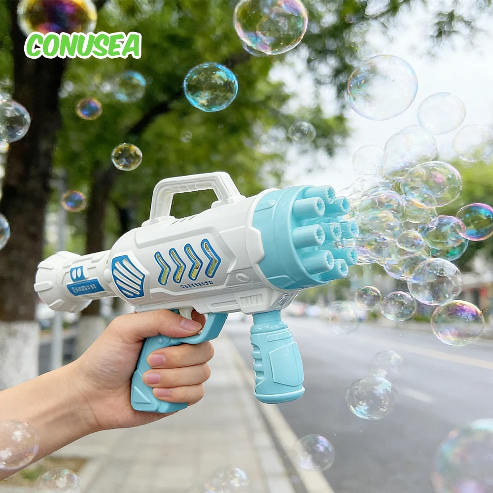 Pistola de Burbujas de 9 Orificios, Juego al Aire Libre, Juegos de Fiesta, Mini Máquina de Burbujas de Jabón, Juguetes de Burbujas de Jabón para Niños, Bebés, Niñas y Niños
