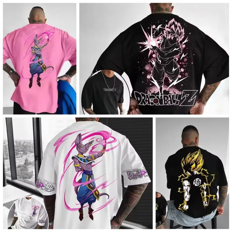 Dragon Ball 2025 Oversized Goku Hot Beerus Printing Cool High Street Trend Cotton Men's Women's T-shirts Are Hot in Summer Y2K
