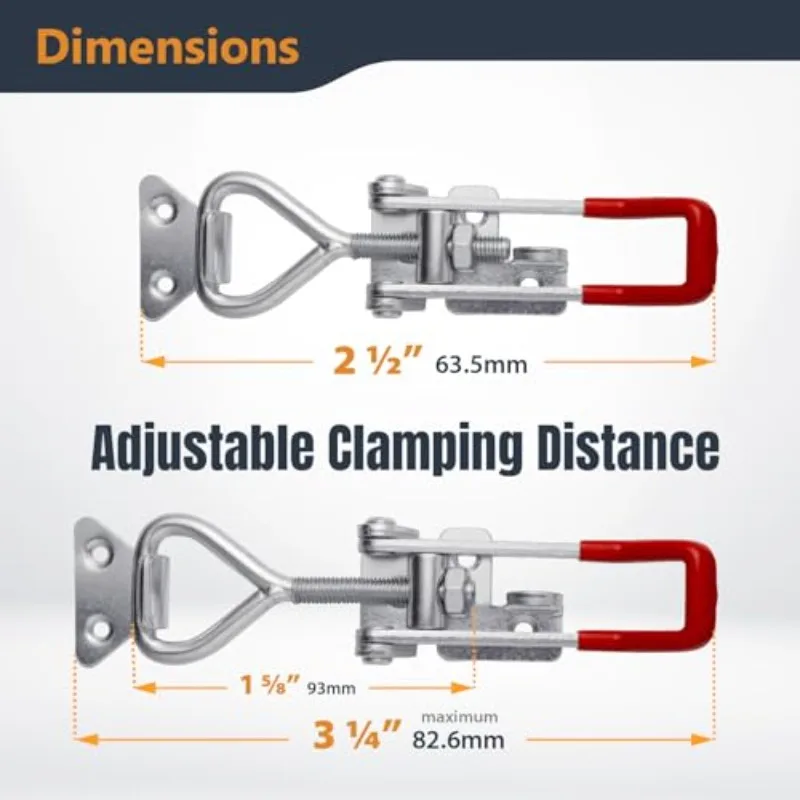 2/4pcs Adjustable Toggle Clamp Latch Heavy Duty Toggle Latches Holding Capacity Pull Latch Clamp for Smoker Lid Jig Tool Box Cas