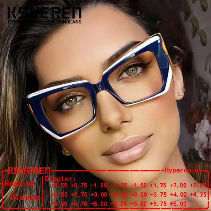 

Women 2024 New Cat Eye TR90 Frame Blue Light Blocking Reading Glasses Clear Lens Glasses Frames