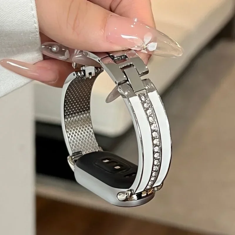 Luxury Strap for Mi Band 9 Bracelet Metal Wristband for Xiaomi Mi Band 9 Stainless Steel Band Miband 8 9 Replacement Accessories image 4
