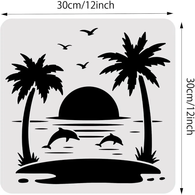 1pc Summer Theme PET Plastic Drawing Templates 12