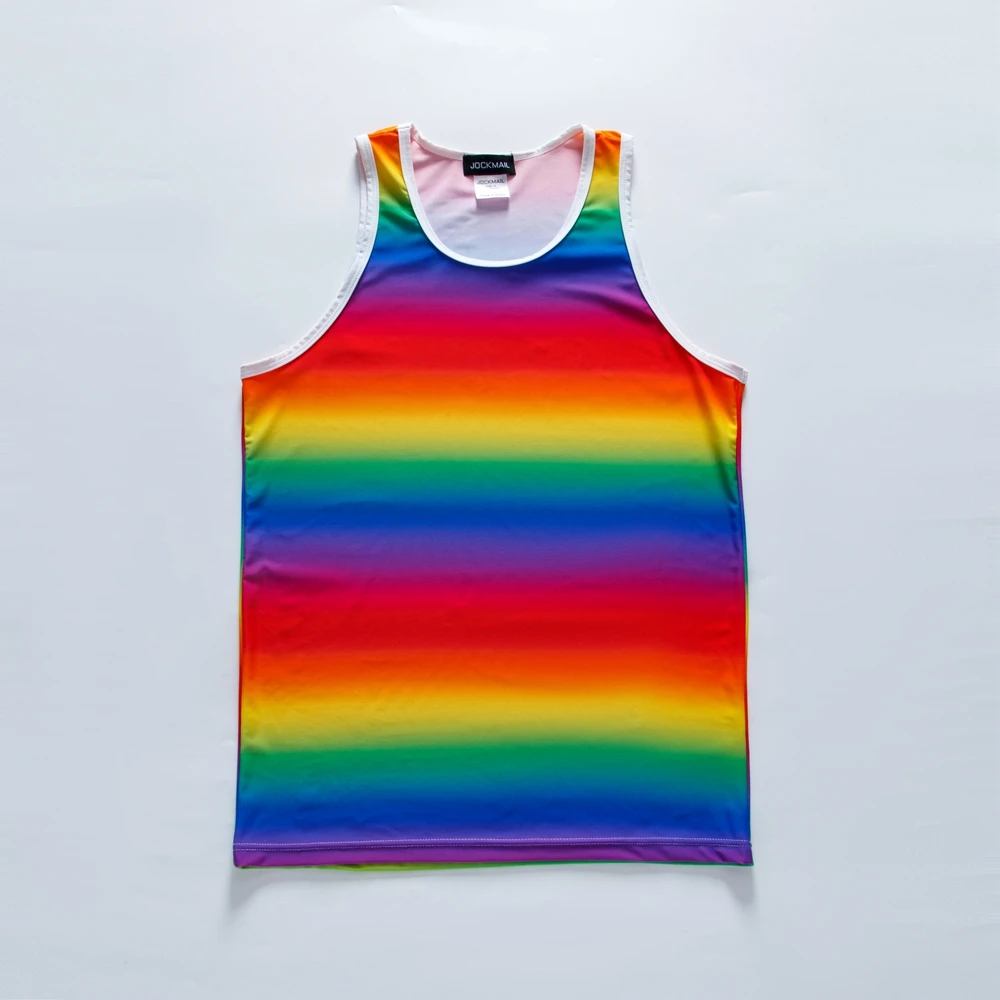 

Rainbow color Men's Tank Top Swimming Quick Drying Cool and Comfortable Fashion Outdoor Loose Sports Men Sleeveless T-Shirt Top