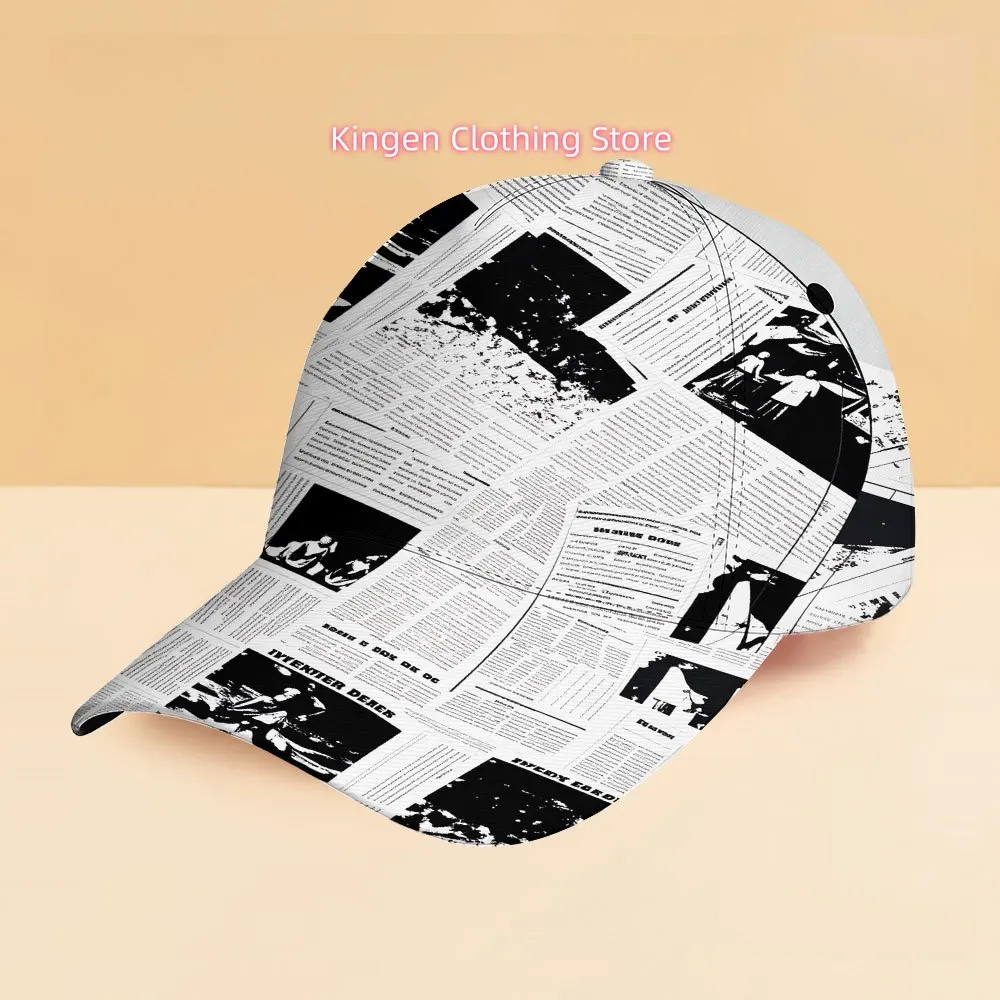 Adjustable 2D Flat Economical Newspaper Collage Design Baseball Cap - Fashionable Cap, Unisex, Comfortable And Lightweight, Suit