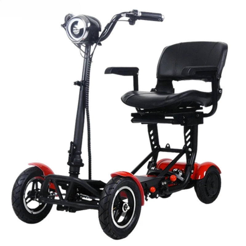 Elderly Motor 500W Folding Electric Scooter with Big Seat Blue Red White Foldable Mobility Scooter 4 Wheels for Old People