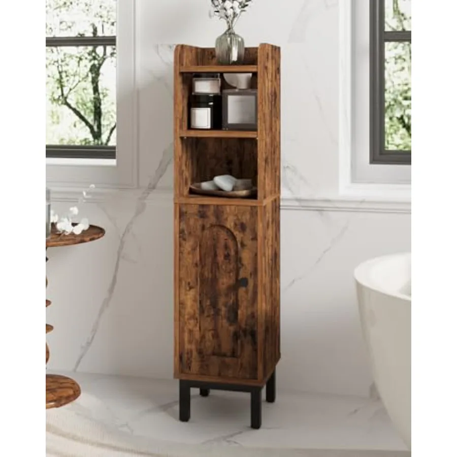 

Bathroom Storage Cabinet, Small Corner Floor Cabinet with Door and Shelves, Narrow Toilet Paper Holder, Bathroom Organizer with