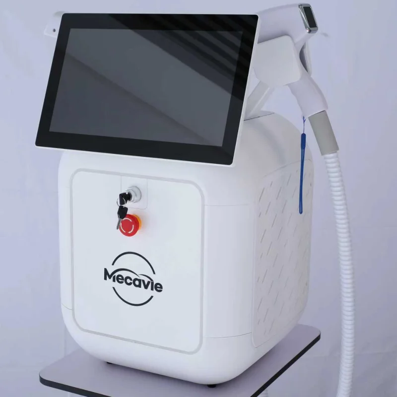 Machine laser diode + pico 2-en-1 Mecavie – Technologie de lentille FAC avec refroidissement par point de glace à 4 longueurs d'onde – Épilation indolore et décoloration de tatouages pour tous les tons de peau – 755/808/940/1064 nm pour la réduction permanente des poils et la décoloration multi-couleurs des tatouages