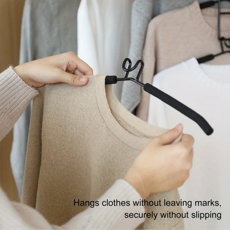 1pc Heavy-Duty Space-Saving Clothes Hanger - Multi-Layer Metal Garment Organizer with Non-Slip Foam Pads, Sturdy Closet Hanger