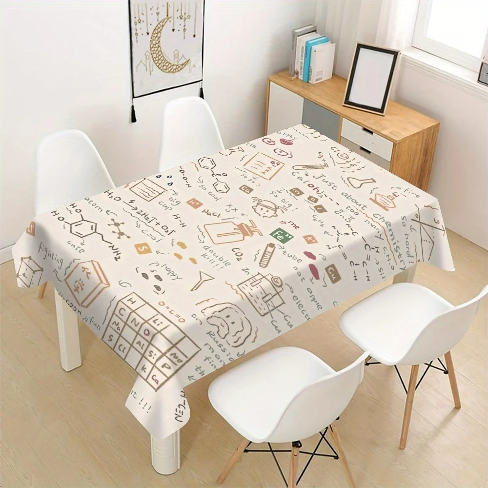 Cute Chemistry Periodic Table Waterproof Tablecloth for Desk Study Classroom Decor Science Gift