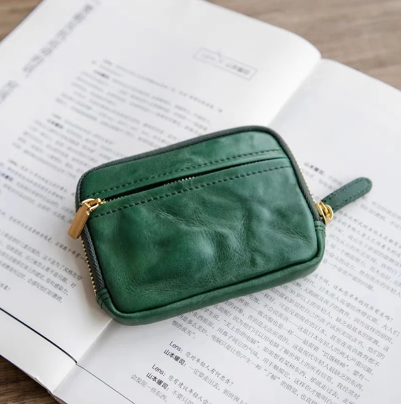 10pcs Coin Purses Women PU Plain Pillow Shaped Ear Line Zipper Short Storage Bag With Keychain