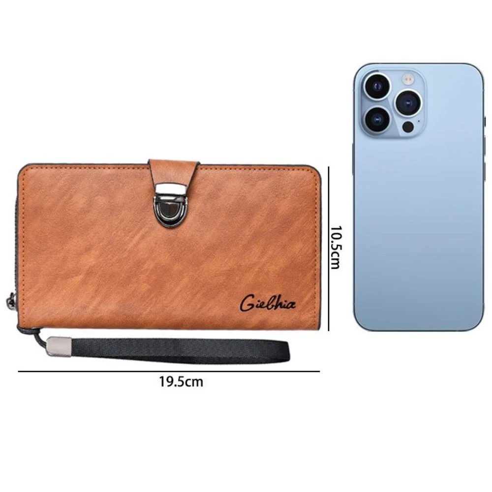 New Zipper Buckle Long Wallet PU Leather Multi-Slot Money Clip Solid Color Coin Pocket Gift