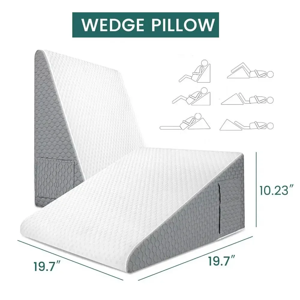 Cuscino triangolare con cuscino a cuneo per letto superiore in memory foam per aiutare con il riflusso acido e i Gerd