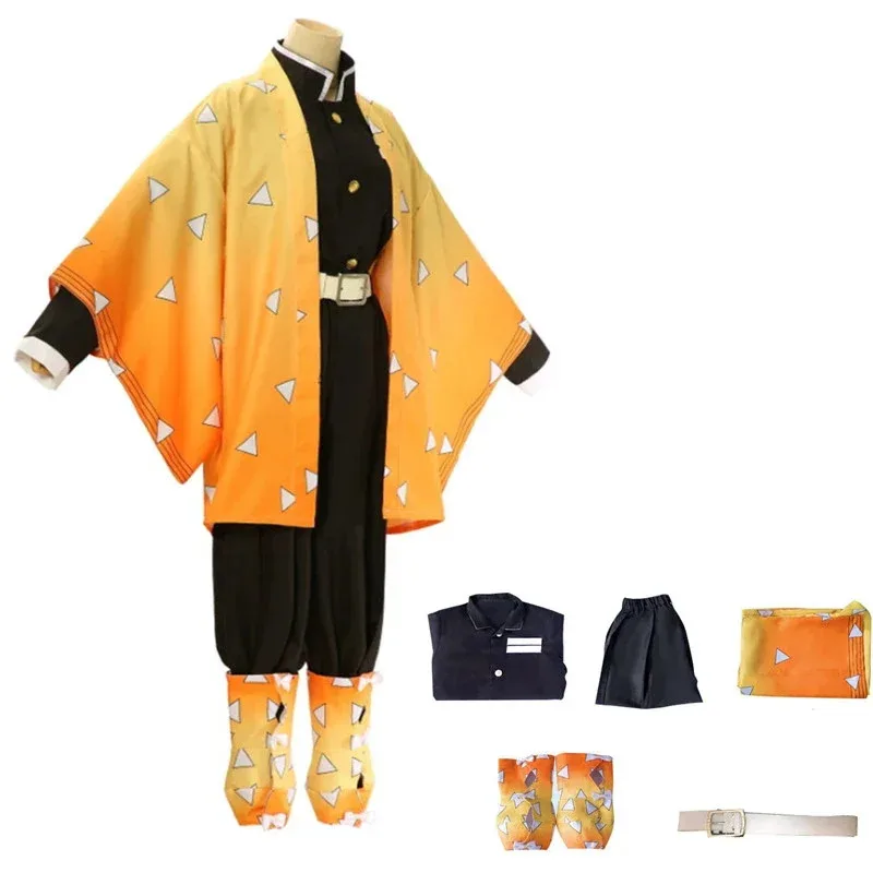 CyAnime chasseur de démons Agatsuma Zenitsu Cosplay Costume pour femmes Kimono uniforme Halloween noël
