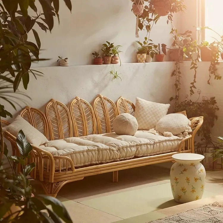 

HYS real vine three-person rattan chair sofa household lazy chair flower chair natural woven rattan