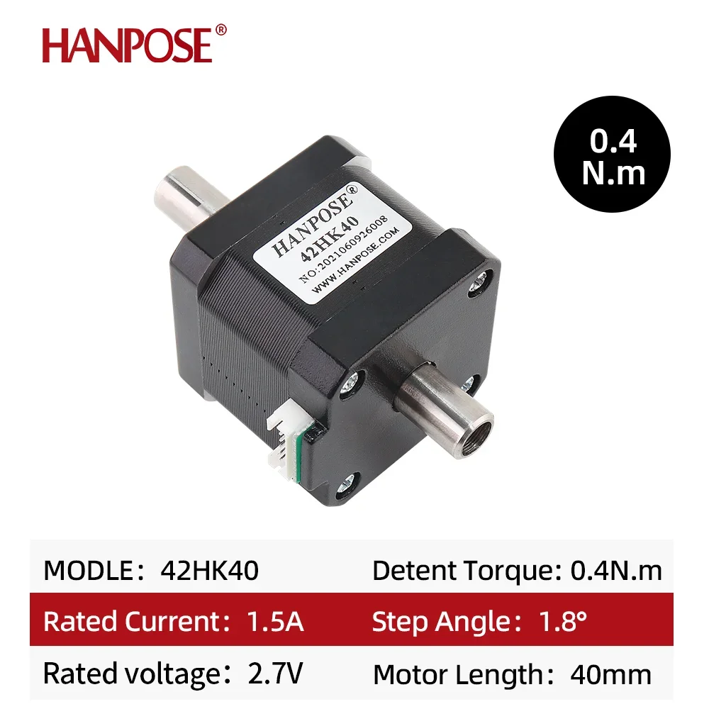 HANPOSE 1.5A NEMA17 Dual-axis Motor 40N.cm 4 Leads 42HK40-08M5 Hollow Dual-axis Motor Printer 2-Phase Stepper Motor 12V