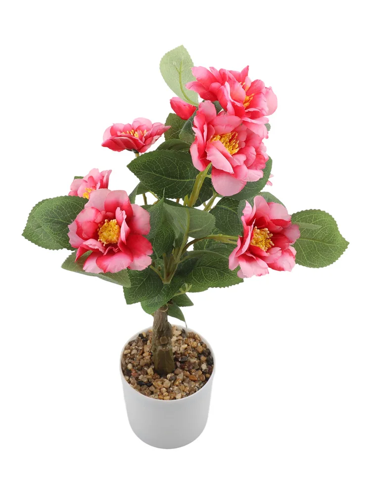 42cm imitation camellia artificial plant in plastic for office For home desk decoration requiring maintenance 42cm