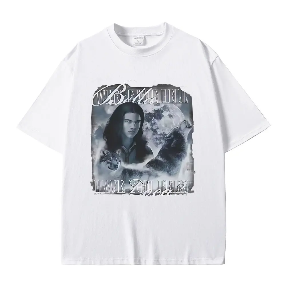 فيلم الشفق وولف جاكوب الأسود الجرافيك تي شيرت الرجال النساء عادية القطن Vintage قصيرة الأكمام تي شيرت الرجال المتضخم تي شيرت #5