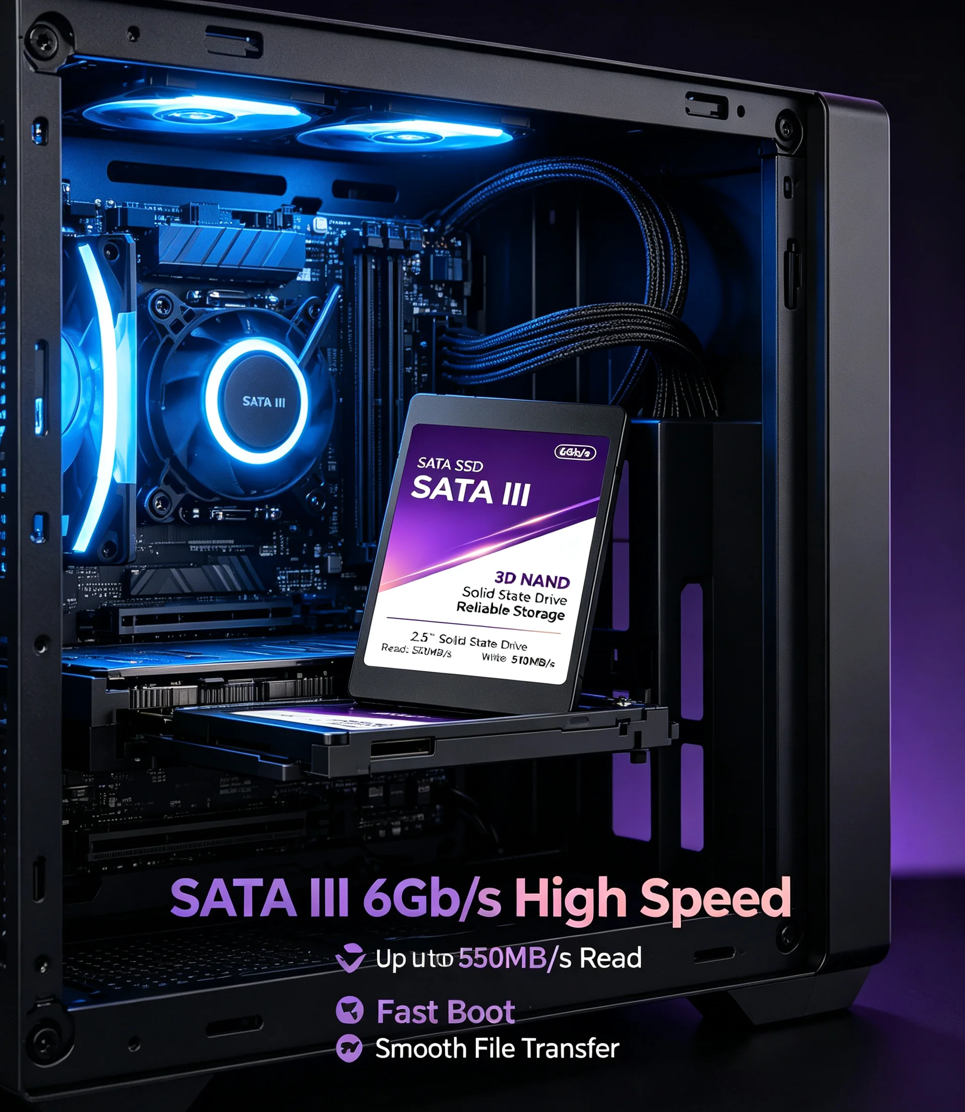 2.5 Inch SATA Internal Solid State Drive 128GB  256GB  512GB 1TB  2TB Up to 560MB/s 3D NAND Hard Disk for Laptop Desktop PC PS4
