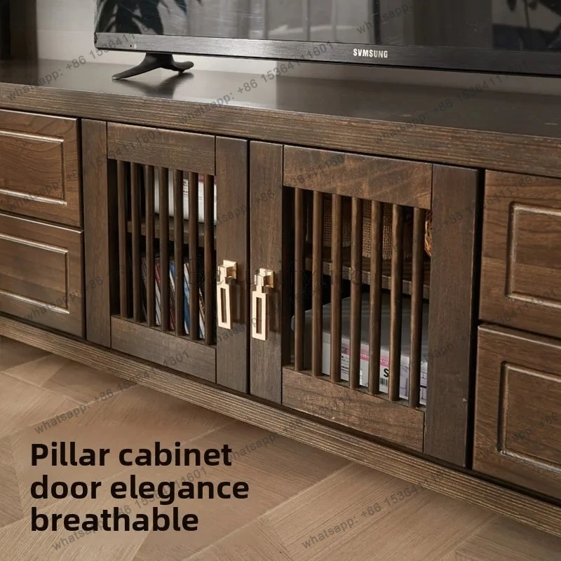 solid wood small apartment bedroom floor cabinet multi-functional coffee table Chinese TV cabinet