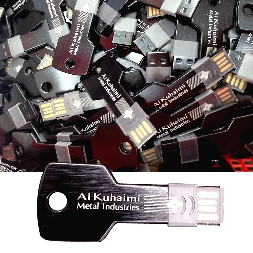 100pcs/lot Custom Logo USB Flash Drive Metal Key Pendrive 32g 16g Waterproof Pen Drive USB2.0 Memory Stick USB Flash Free Logo