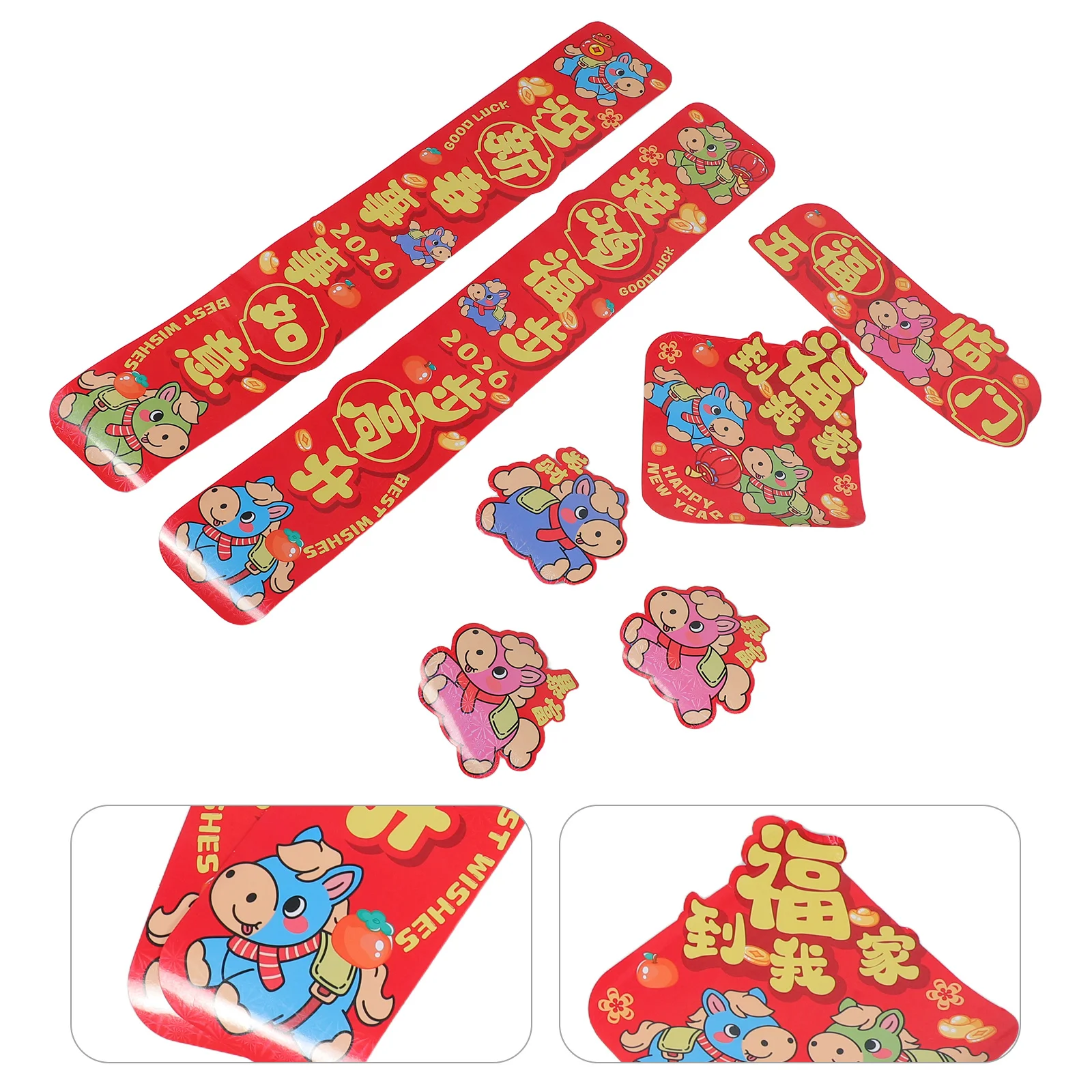 

6pcs Horse Year Couplets 2026 Red Chinese Spring Festival Couplets Set Door Wall Decor For Lunar New Year Party Supplies