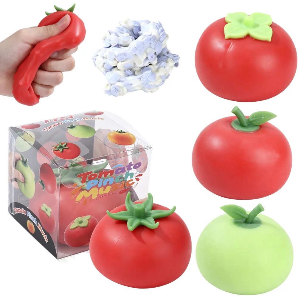 Tomaten-Squeezeball aus Bausteinen – weiches, sensorisches Fidget-Spielzeug für ADHS und Autismus, langsam zurückfederndes Quetschspielzeug für Jugendliche und Erwachsene
