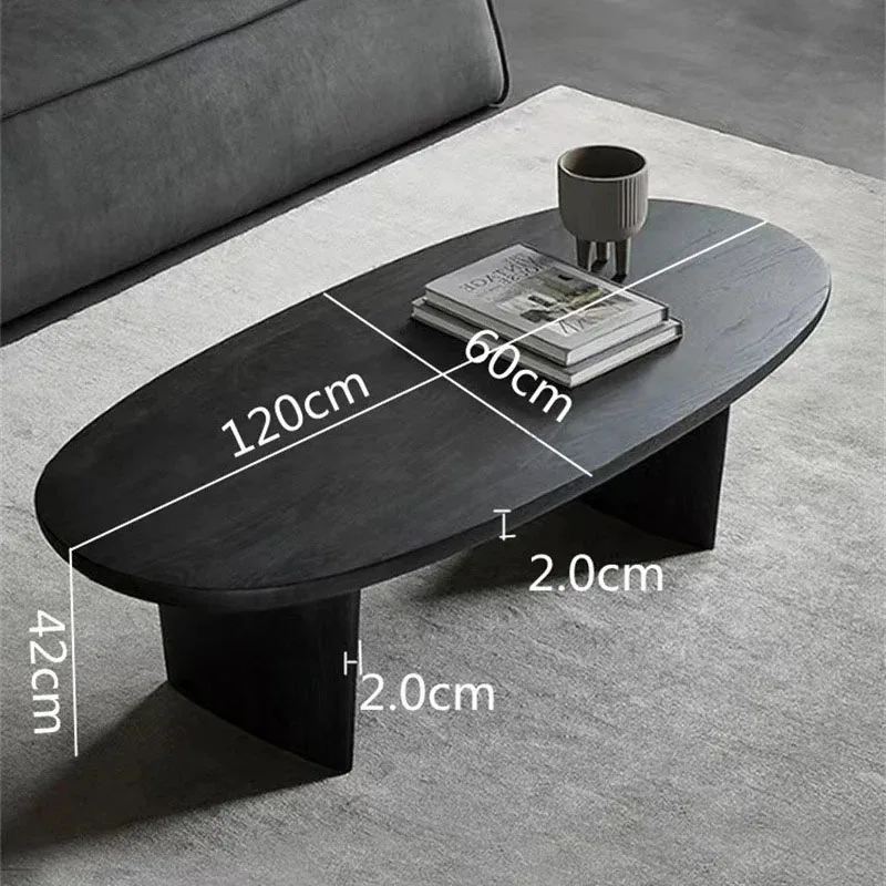 Upscale Creative Oval Minimalist Living Room Coffee Tables Nordic Solid Wood Black Café Tables for Café Furniture Coffee Tables