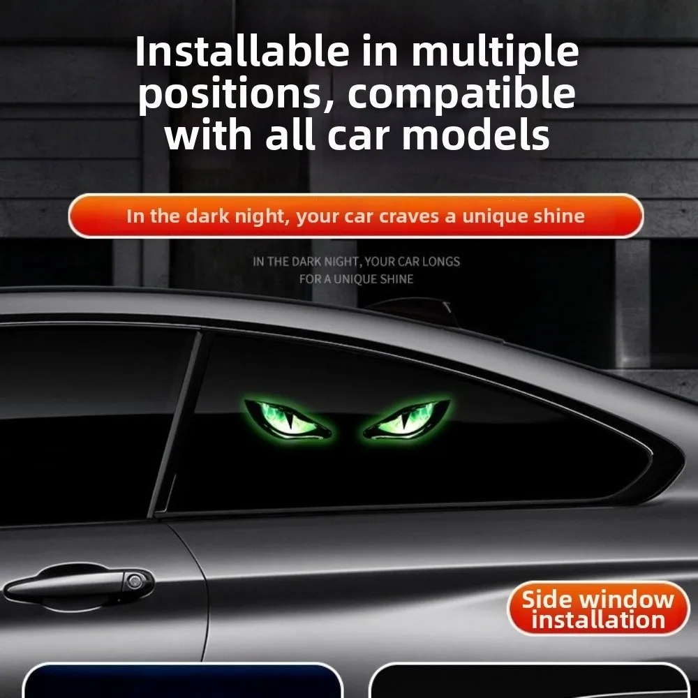 New Wireless Solar LED Car Light Vibration Lights on Dynamic Display Devil Eyes Car Lights Suction Cup Car Warning Light
