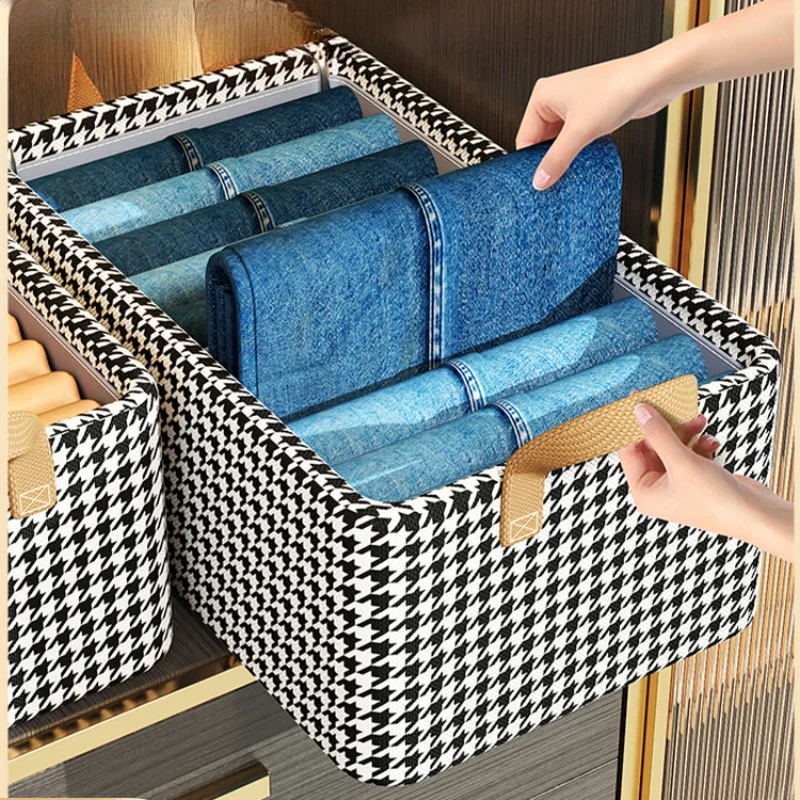 Clothes Pants Storage Box, Household Drawer Style Wardrobe Organizer, Fabric Layering Bins for Bedroom, Pants Box